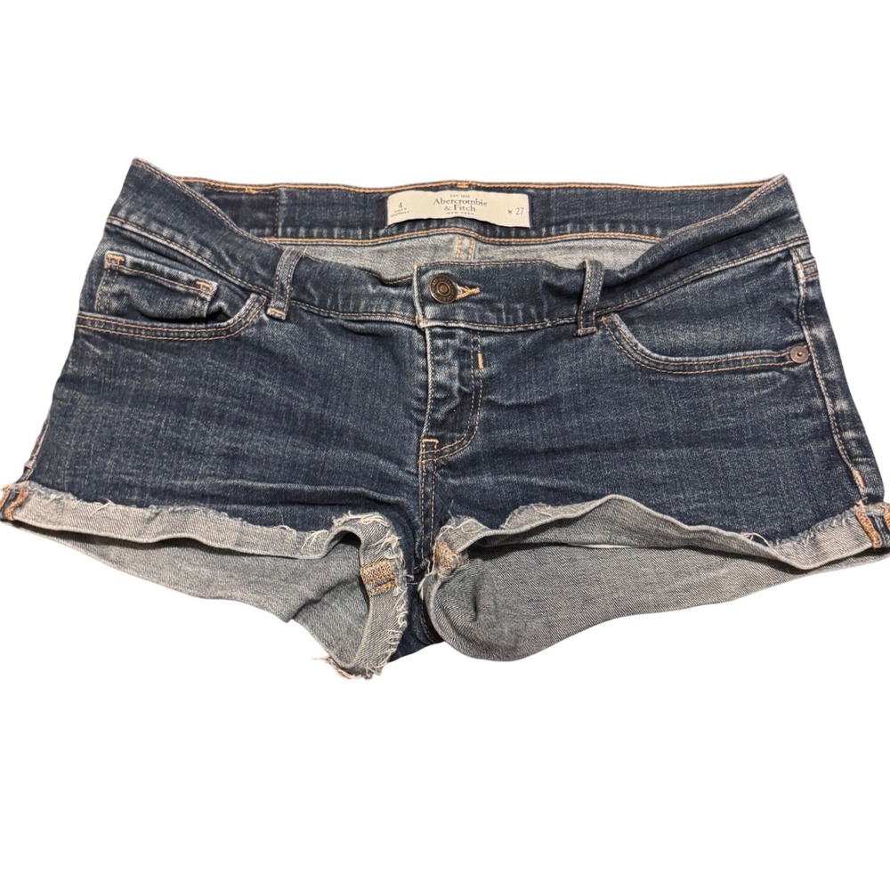 Abercrombie & Fitch Low Rise Denim Shorts Dark Wash Cutoff Size 4 W27 Y2K Boho